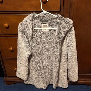 PINK Victoria's Secret Oversized Gray Sherpa Cardigan